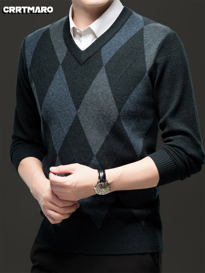 Ellis | V-Neck Argyle Sweater