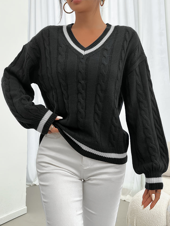 Hattie | Cable-Knit V-Neck Jumper