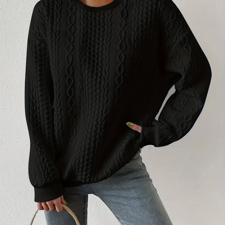Maisie | Cable-Textured Crewneck Sweatshirt