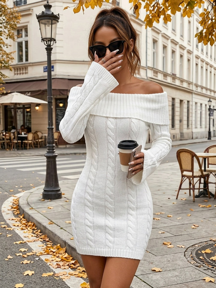 Gabrielle | Off-Shoulder Cable-Knit Dress