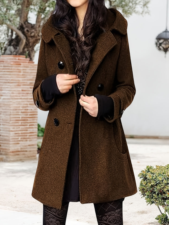 Georgina | Hooded Double-Breasted Mid-Length Coat