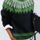 Sylvia | Chunky Jacquard Round Neck Sweater