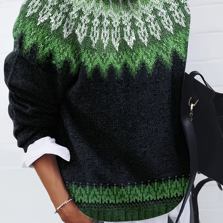 Sylvia | Chunky Jacquard Round Neck Sweater