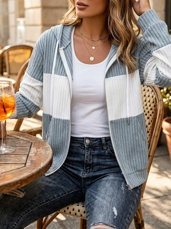 Georgiana | Ribbed Zip-Up Hoodie