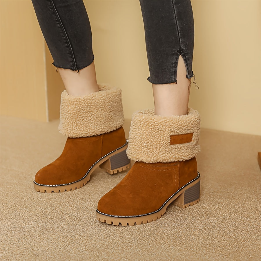 Priscilla | Cosy Cuffed Block-Heel Ankle Boots
