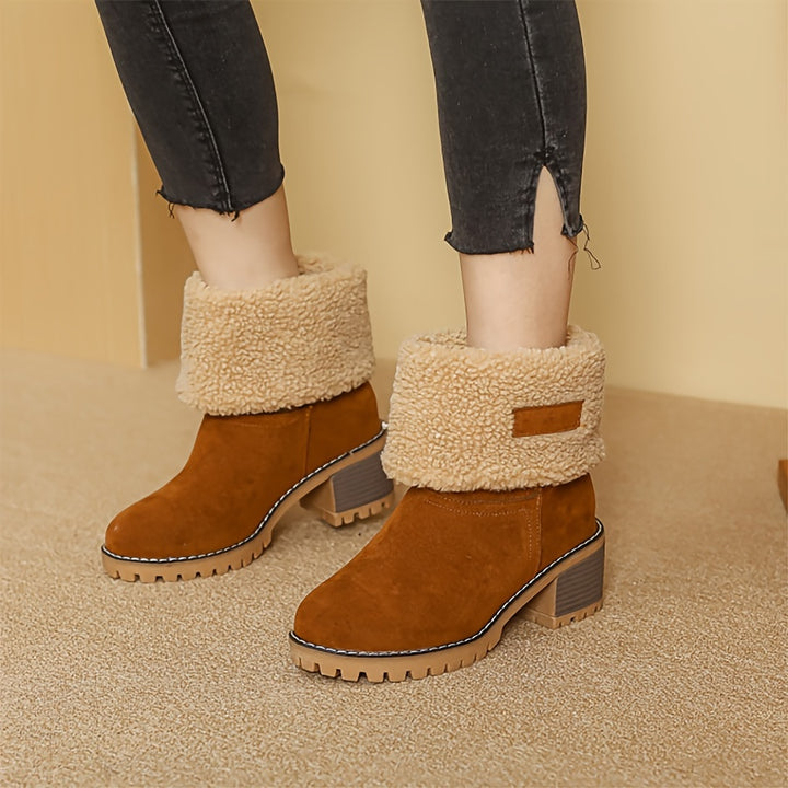Priscilla | Cosy Cuffed Block-Heel Ankle Boots