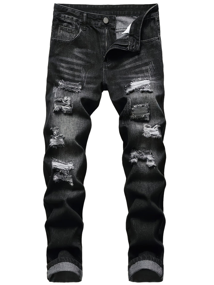 Kingsley | Rugged Distressed Straight Jeans