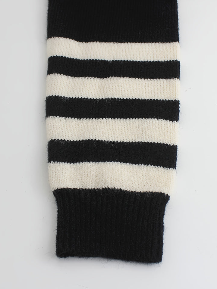 Cynthia | Ribbed Striped-Sleeve Sweater