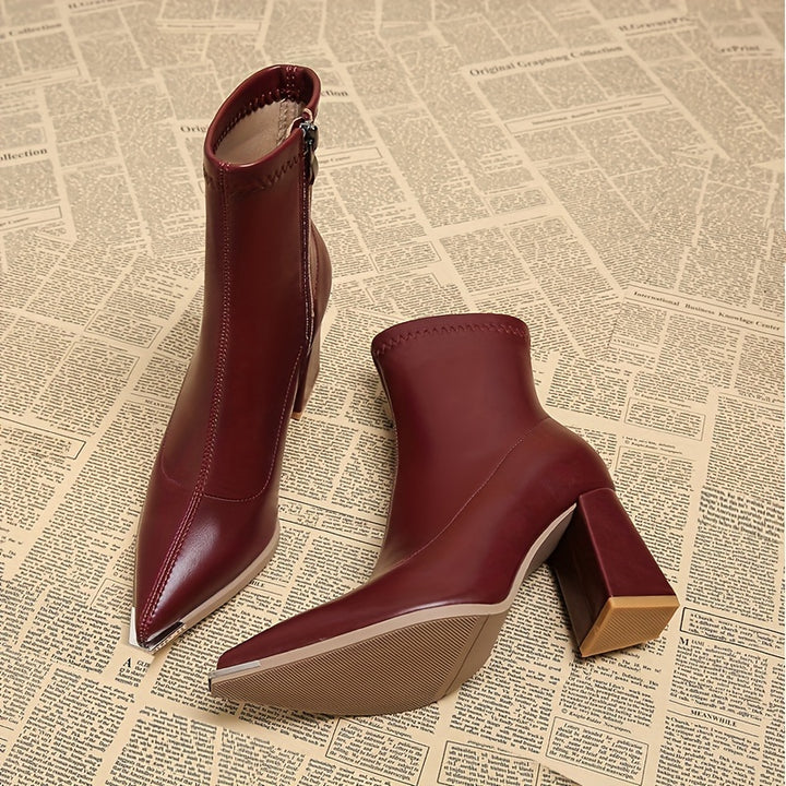Noelani | Pointed-Toe Block Heel Ankle Boots