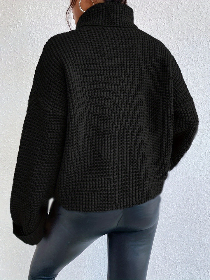Tamara | Relaxed High-Neck Waffle Sweater