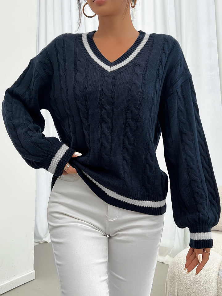 Hattie | Cable-Knit V-Neck Jumper