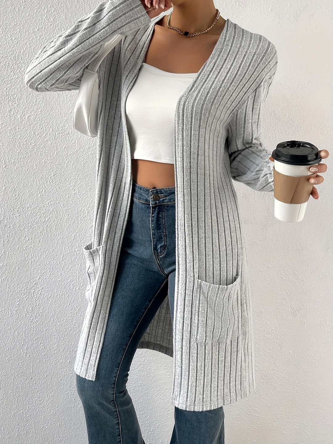 Lenora | Ribbed Open-Front Cardigan