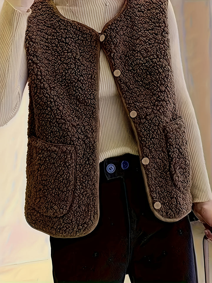 Estella | Textured Button-Front Gilet