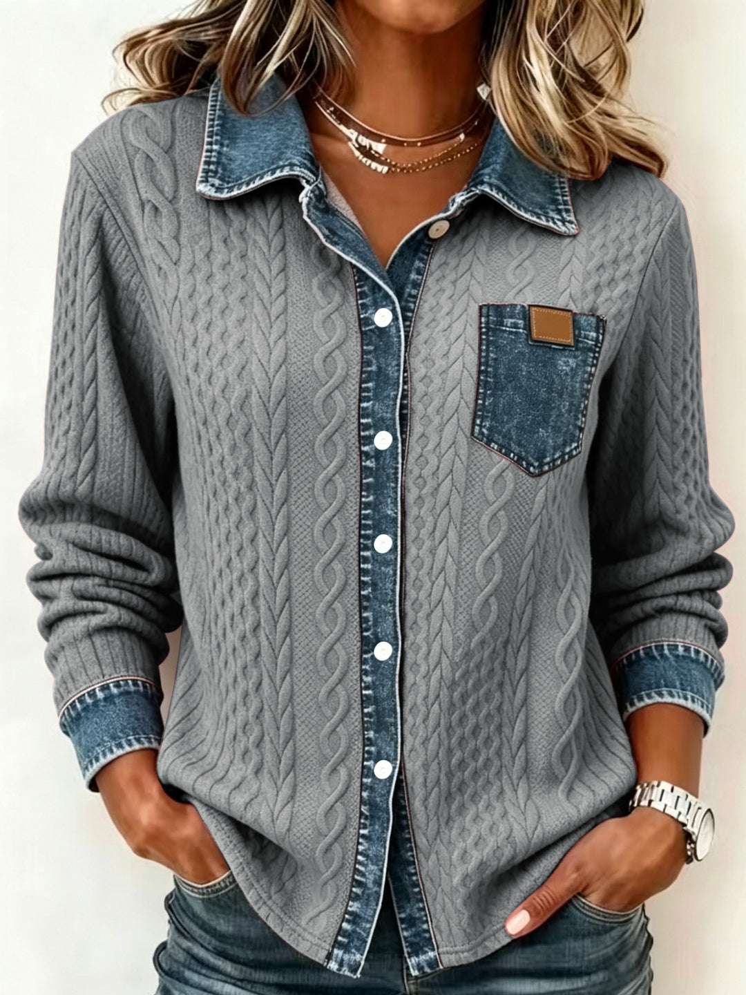 Melanie | Textured Contrast Cardigan