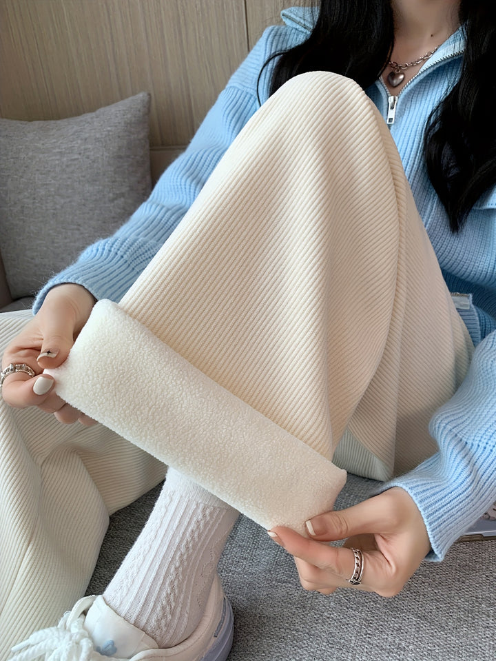 Lena | Fleece-Lined Wide-Leg Trousers