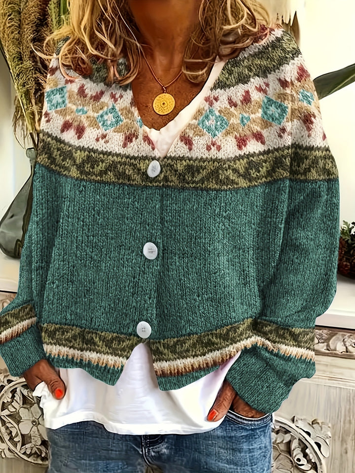 Fiona | Patterned Button-Front Cardigan