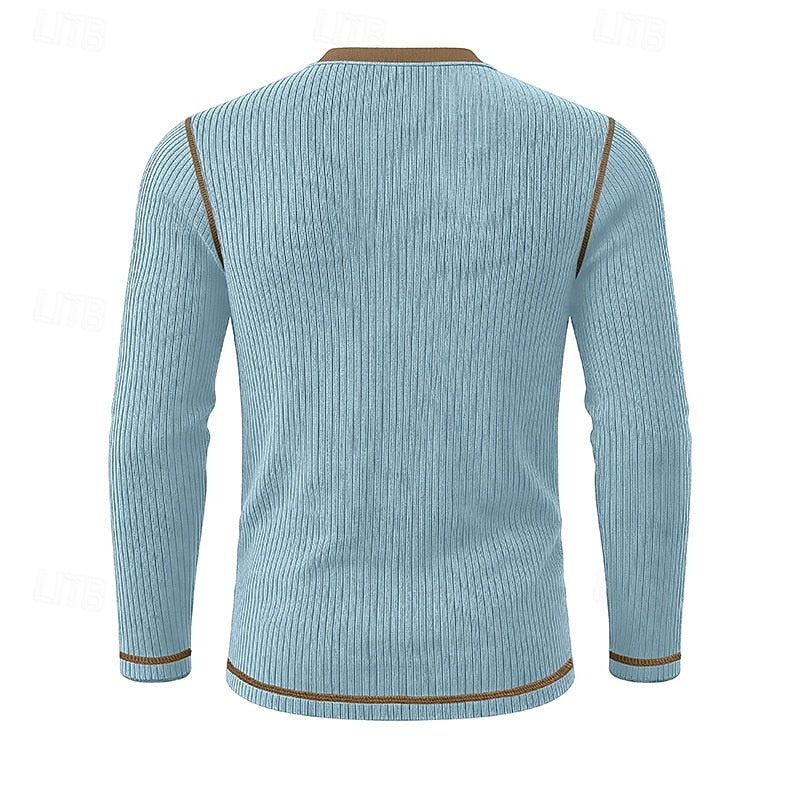 Owen | Ribbed Long-Sleeve Henley Shirt