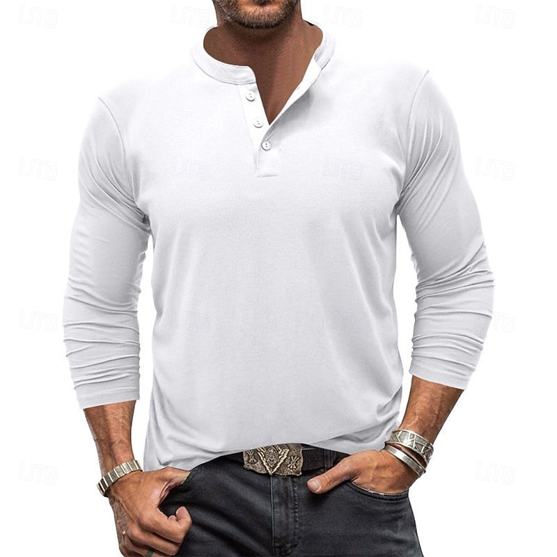 Grant | Classic Button-Neck Henley Shirt