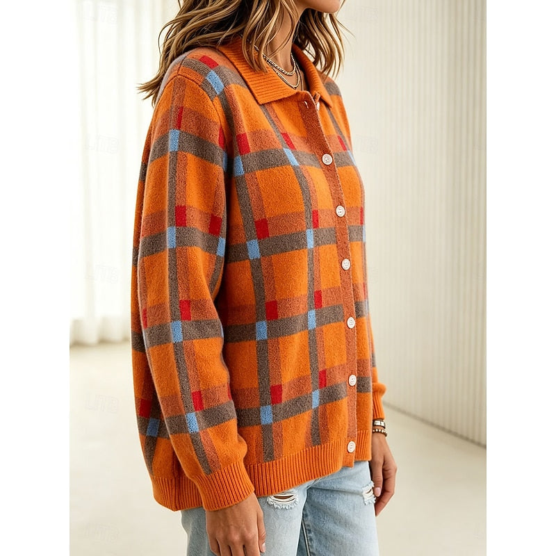 Lorraine | Checked Button-Front Cardigan