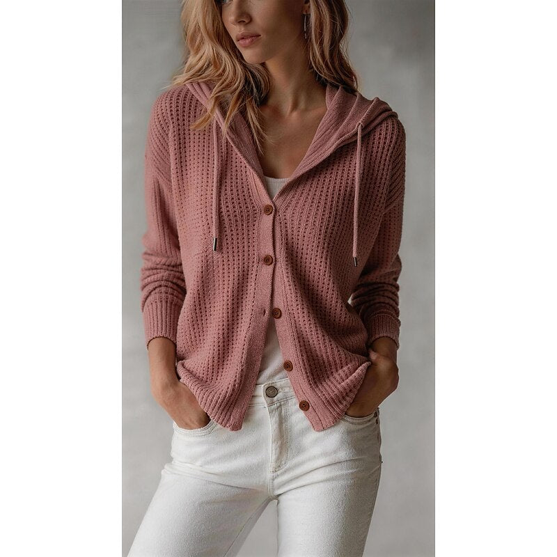 Genevieve | Ribbed Hooded Cardigan