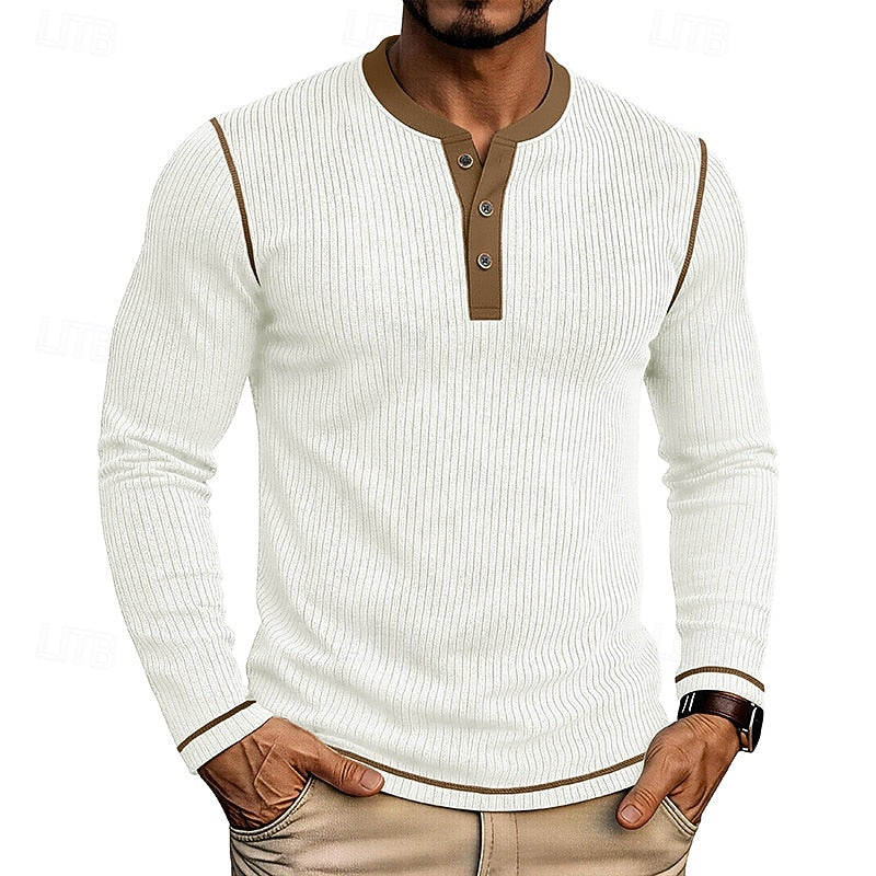 Owen | Ribbed Long-Sleeve Henley Shirt