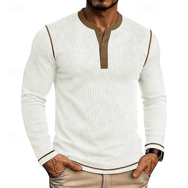 Owen | Ribbed Long-Sleeve Henley Shirt