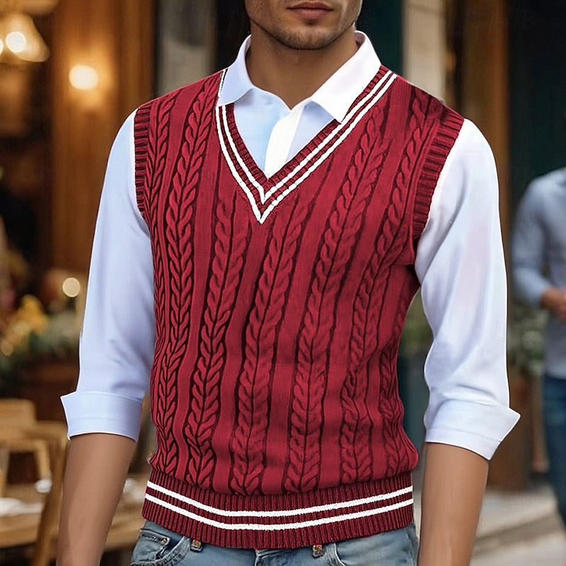 Percy | Cable-Knit V-Neck Sweater Vest