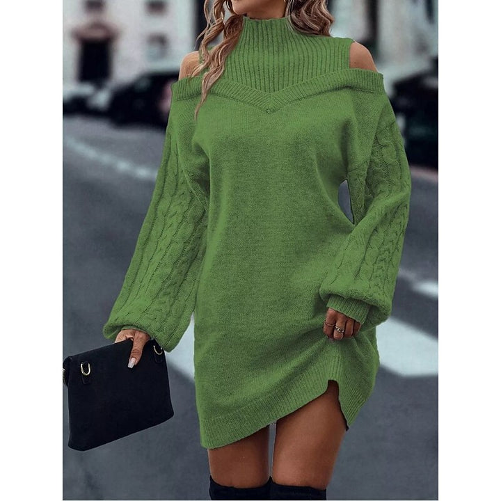 Everly | Cold-Shoulder Turtleneck Sweater Dress