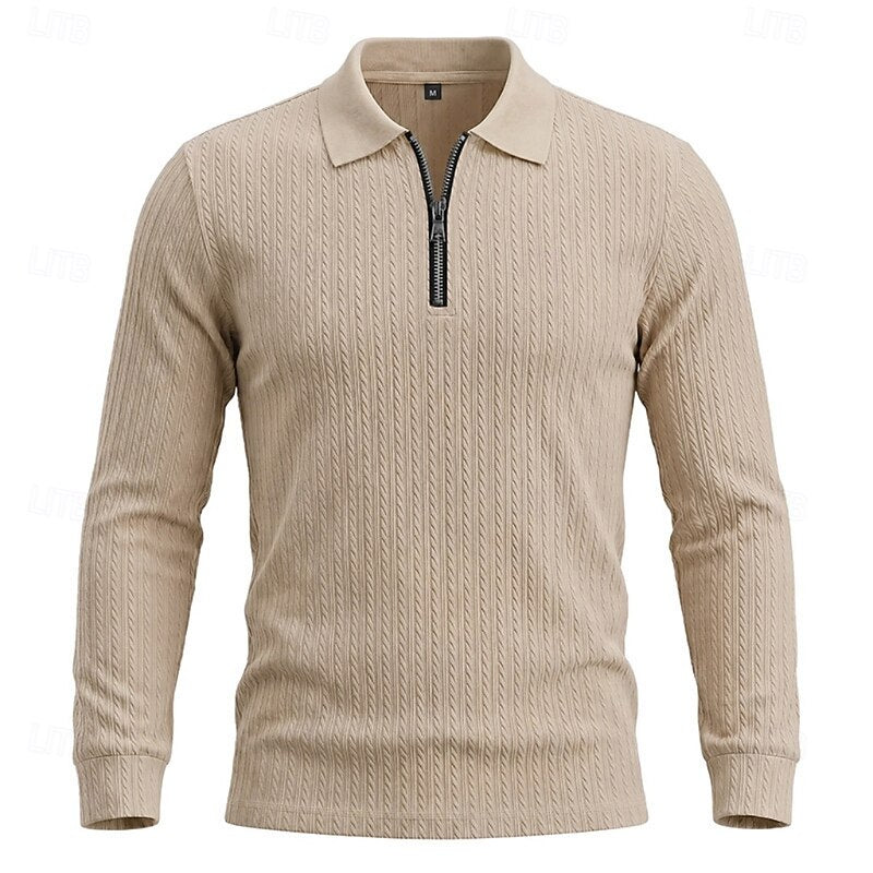 Bryson | Textured Quarter-Zip Polo Shirt