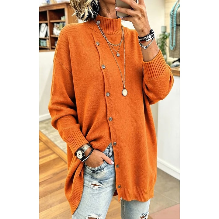 Annalise | Longline Button Turtleneck Sweater