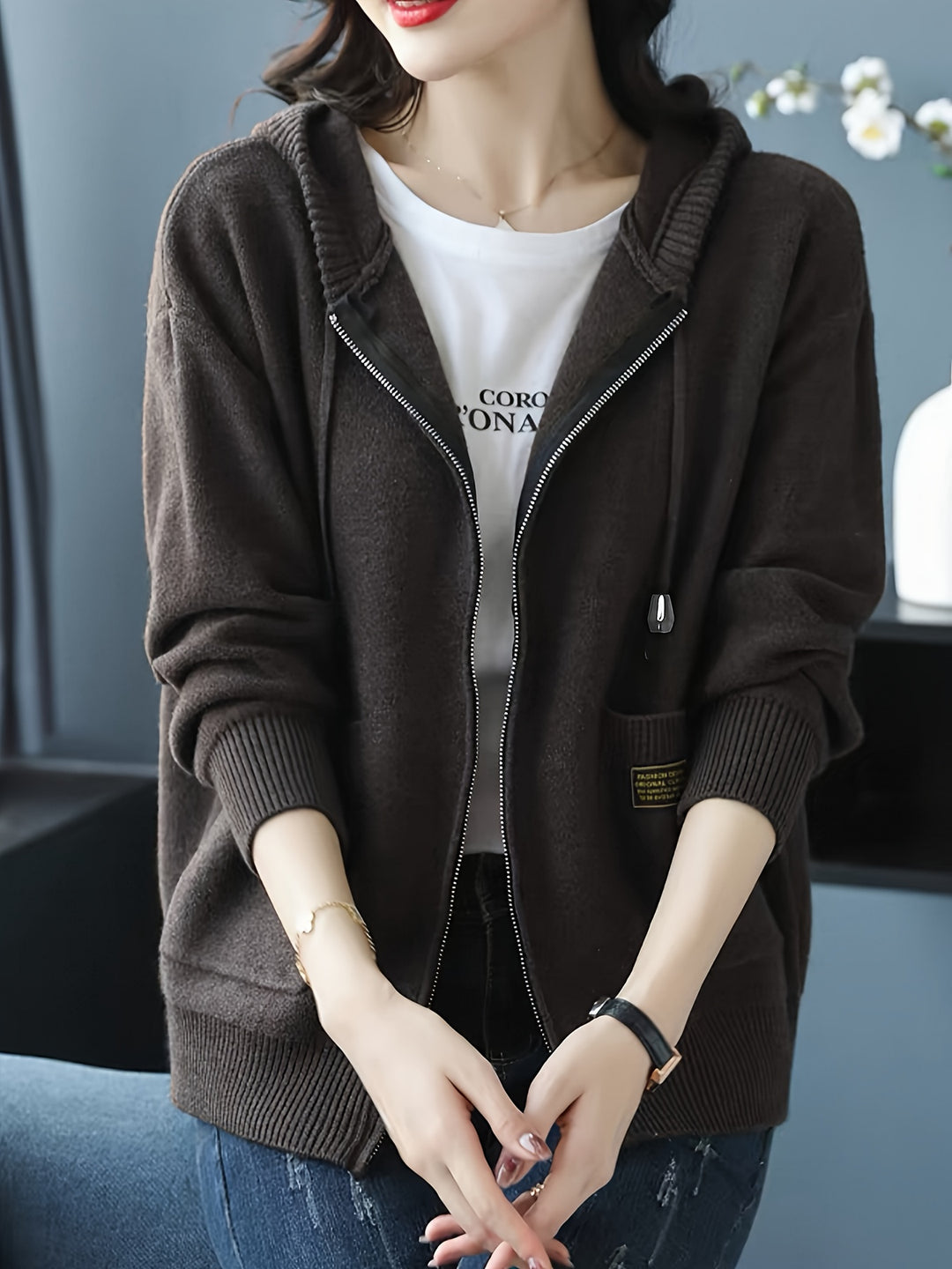 Gemma | Cosy Zip-Up Hooded Cardigan