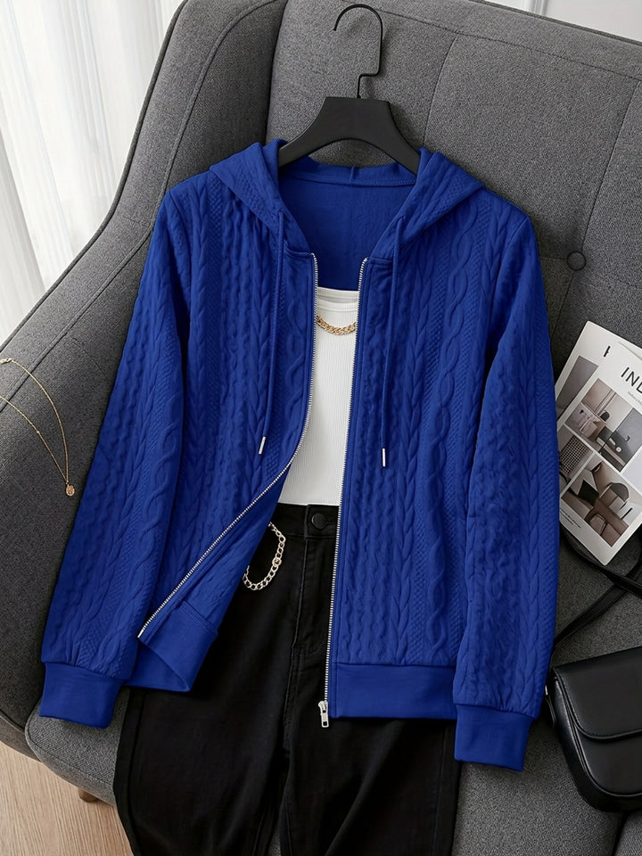 Pearl | Textured Zip-Up Hoodie
