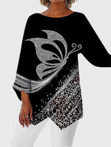 Rosanna | Butterfly-Print Long-Sleeve Top
