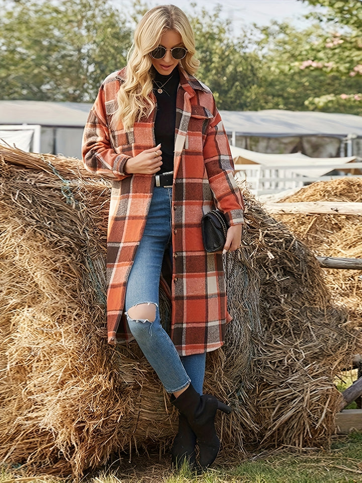 Elowen | Longline Checked Coat