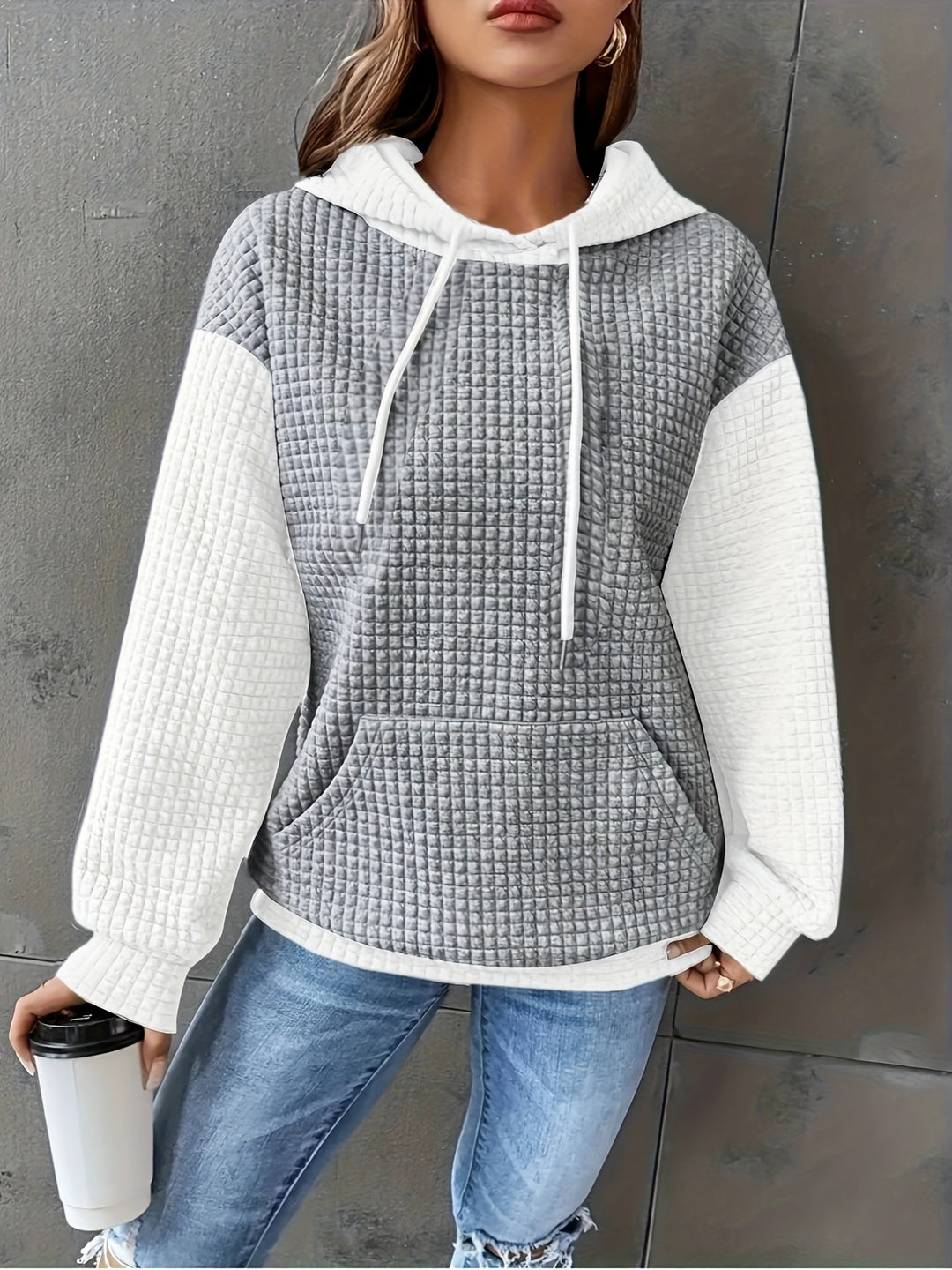 Dahlia | Textured Colour-Block Hoodie
