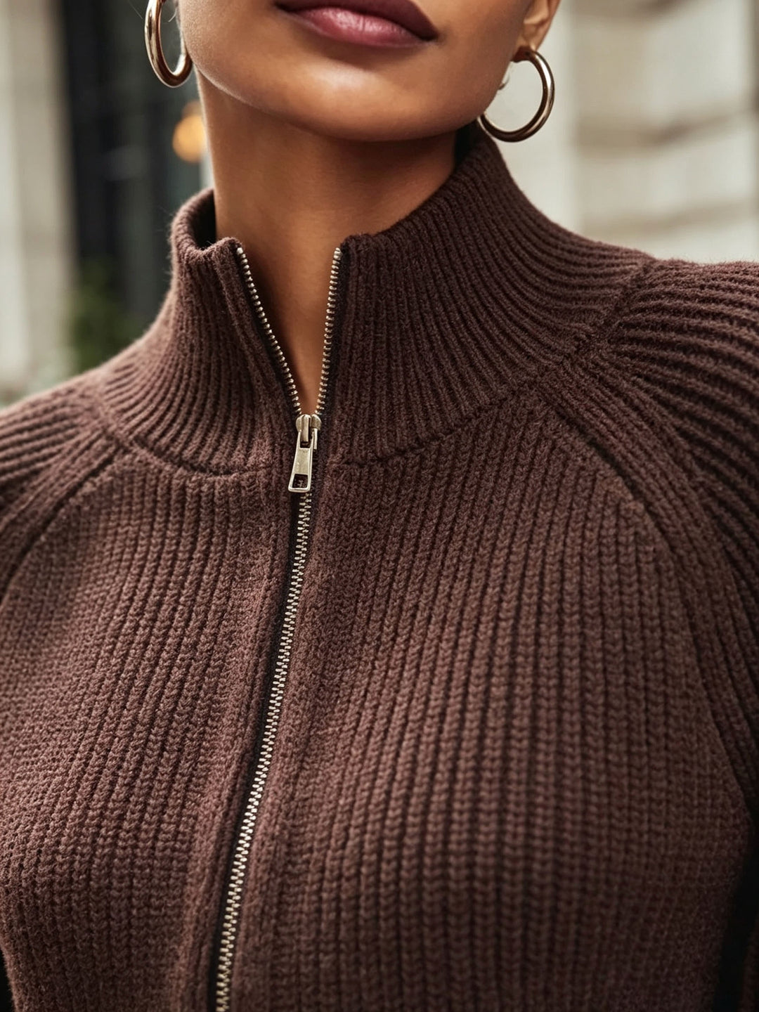 Anthea | Cropped Zip-Up Cardigan