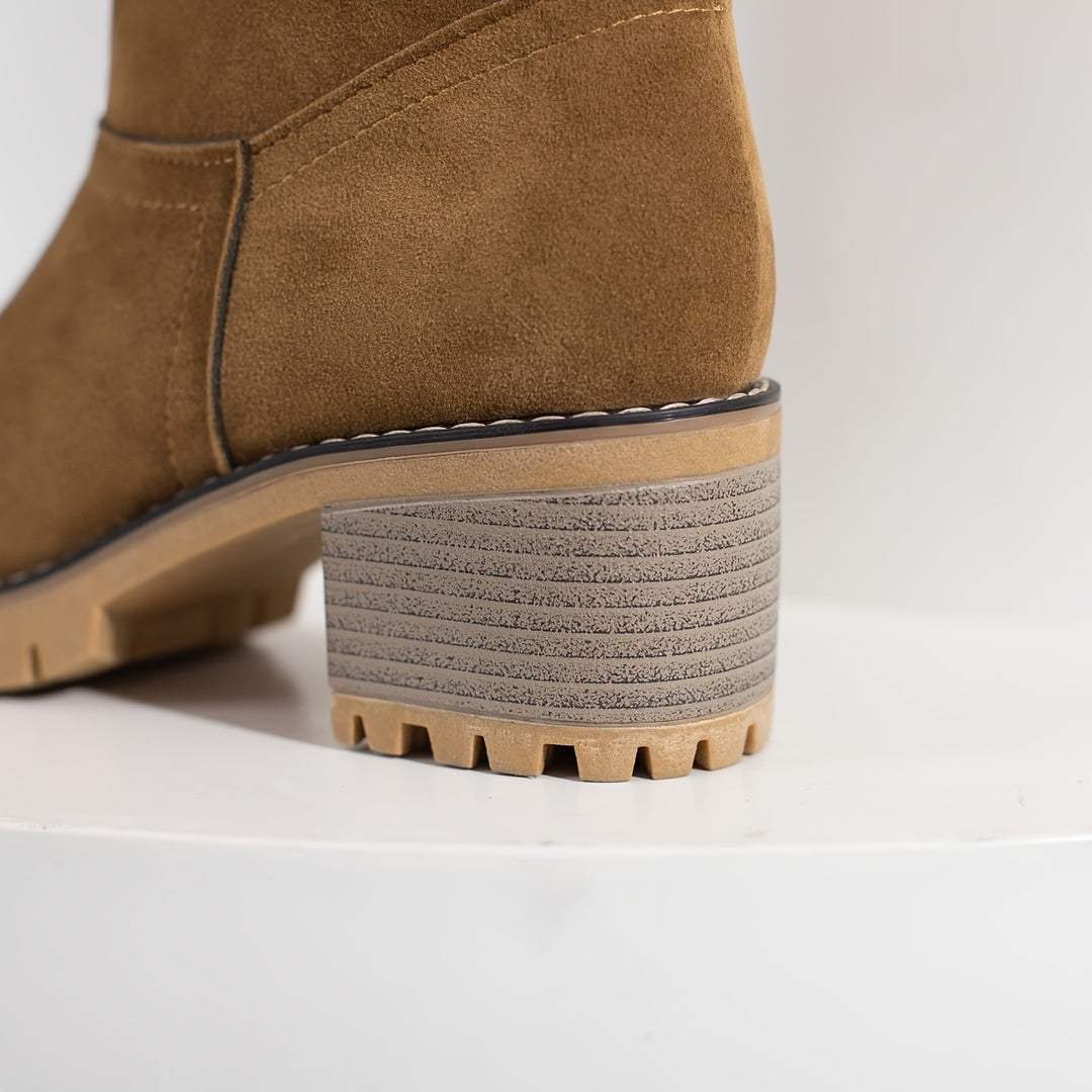 Priscilla | Cosy Cuffed Block-Heel Ankle Boots