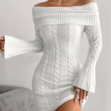 Gabrielle | Off-Shoulder Cable-Knit Dress