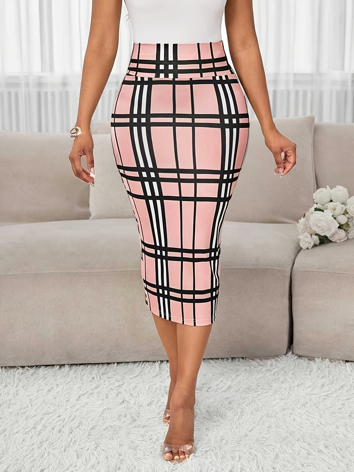 Margaret | Tailored Check Midi Skirt
