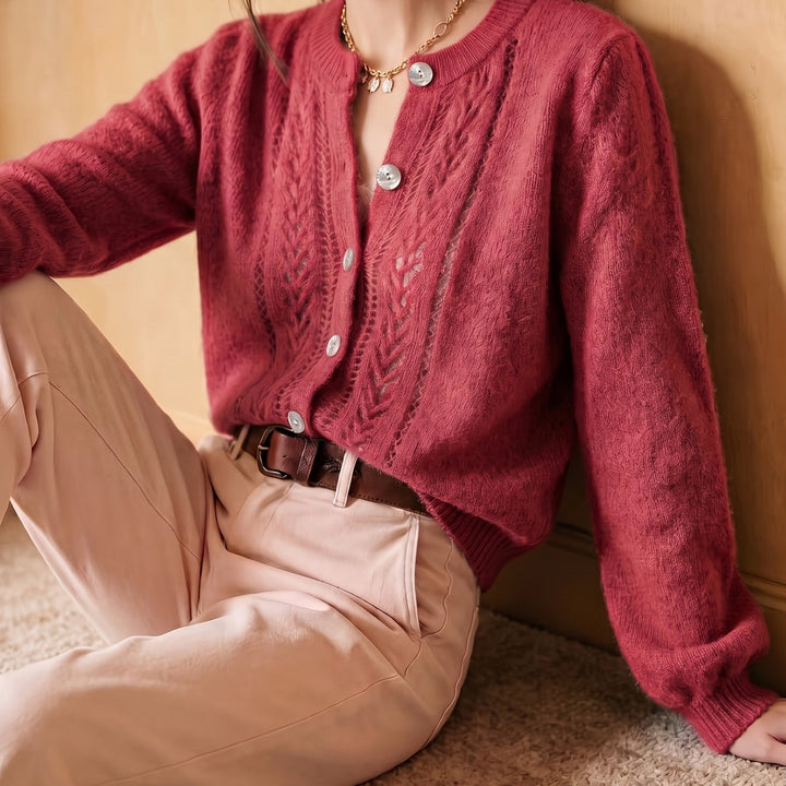 Clementine | Openwork Round-Neck Cardigan