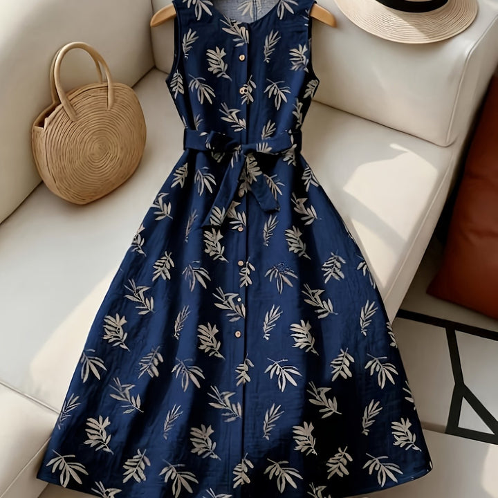 Constance | Belted Sleeveless Midi Dress