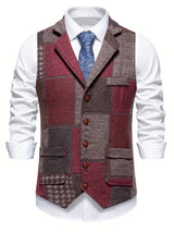 Benedict | Patchwork Vest with Herringbone Pattern