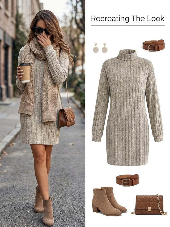 Beverly | Ribbed Textured Sweater Dress