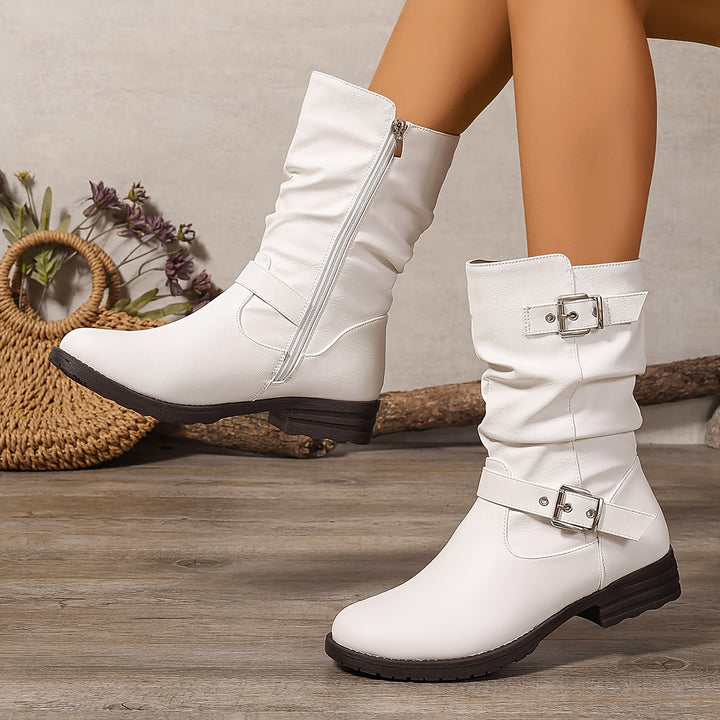 Margaux | Slouch Buckle Mid-Calf Boots