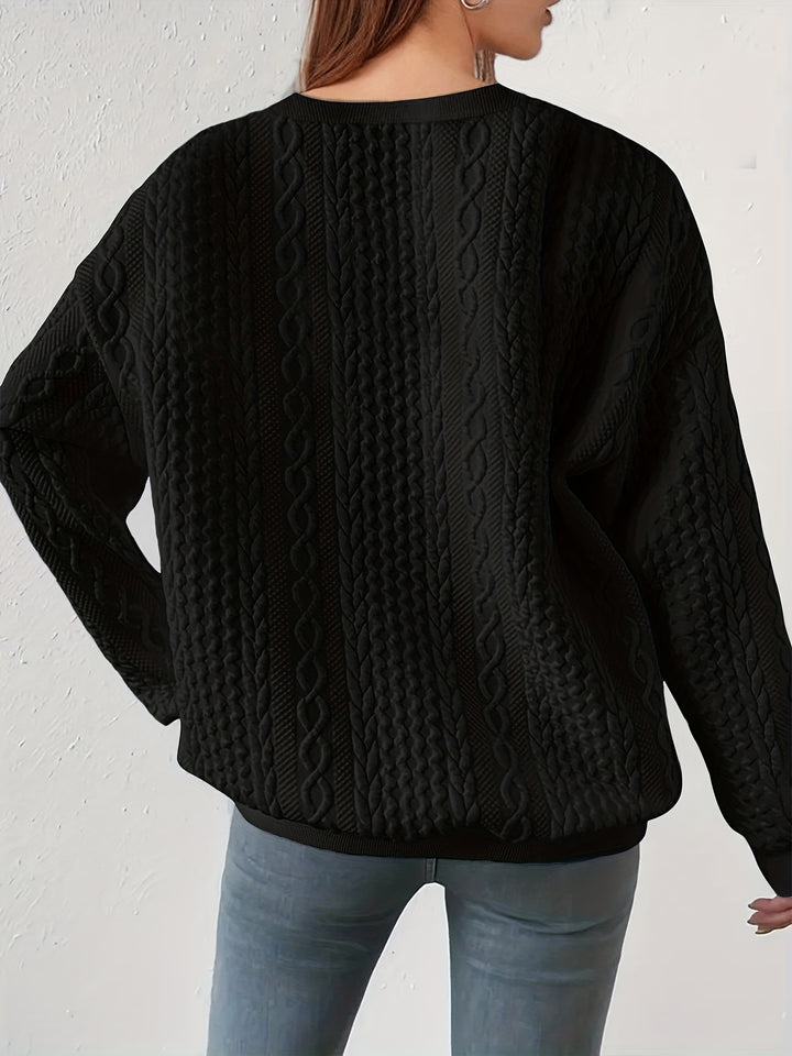 Maisie | Cable-Textured Crewneck Sweatshirt