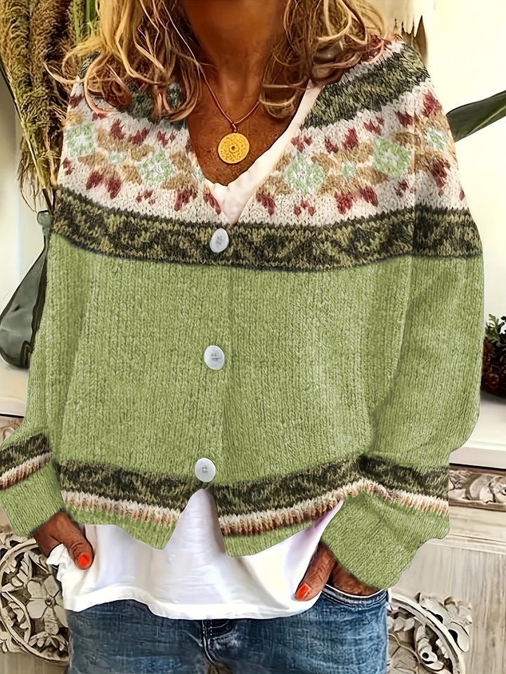 Fiona | Patterned Button-Front Cardigan