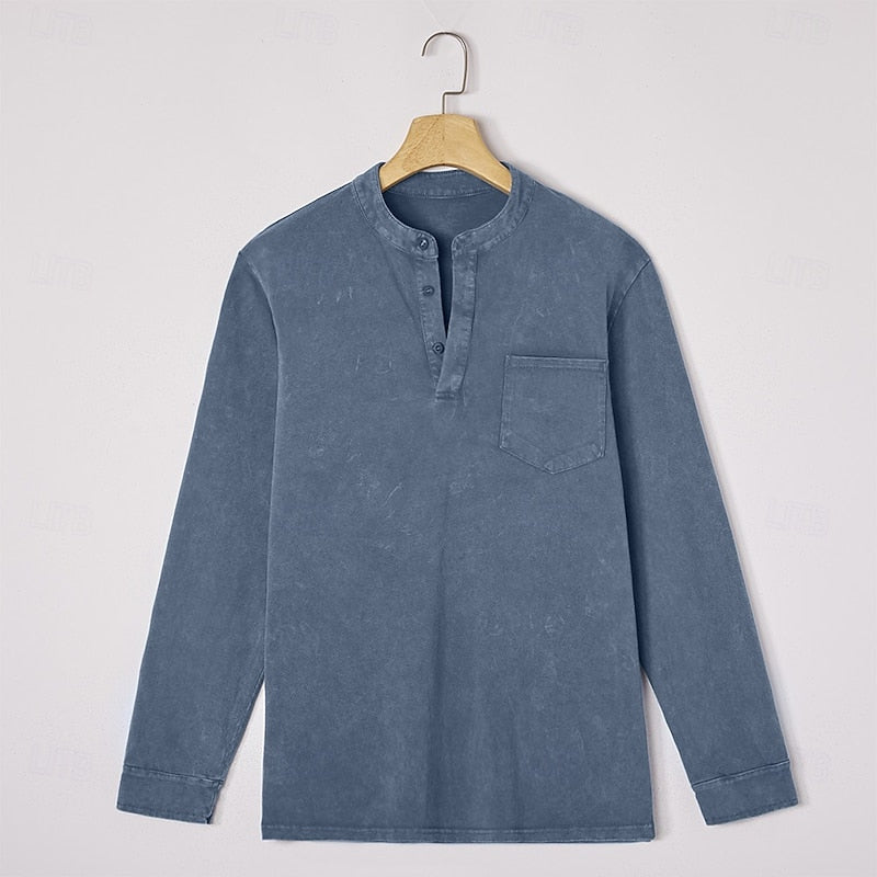 Theodore | Vintage-Wash Long Sleeve Henley Shirt