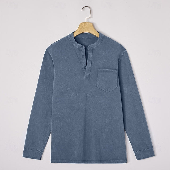 Theodore | Vintage-Wash Long Sleeve Henley Shirt