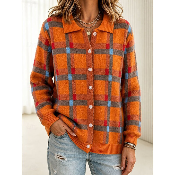 Lorraine | Checked Button-Front Cardigan