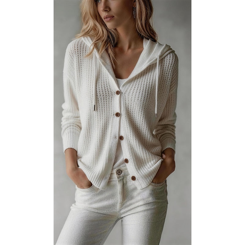 Genevieve | Ribbed Hooded Cardigan